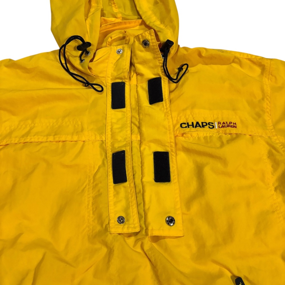 Chaps Ralph Lauren Mens Yellow Anorak Windbreaker Jacket Hooded Vintage Size M‎ - Picture 4 of 12